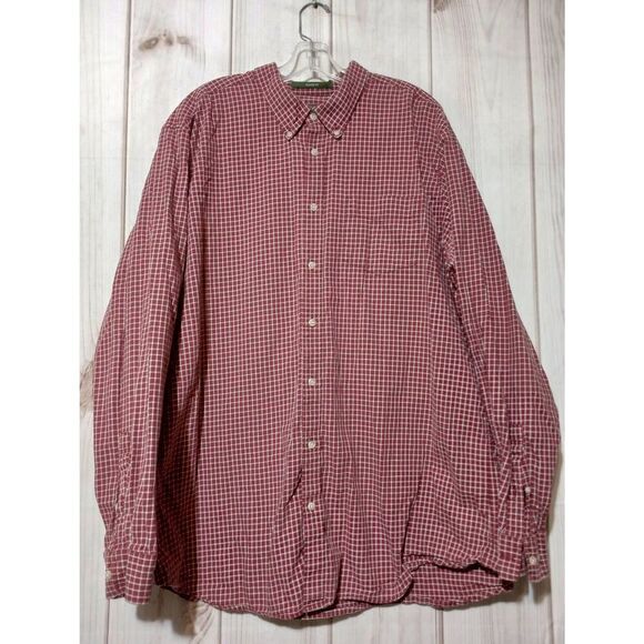 Eddie Bauer Shirt Men's Extra Large Tall Red White Button Front Long‎ Sleeve - Picture 1 of 9